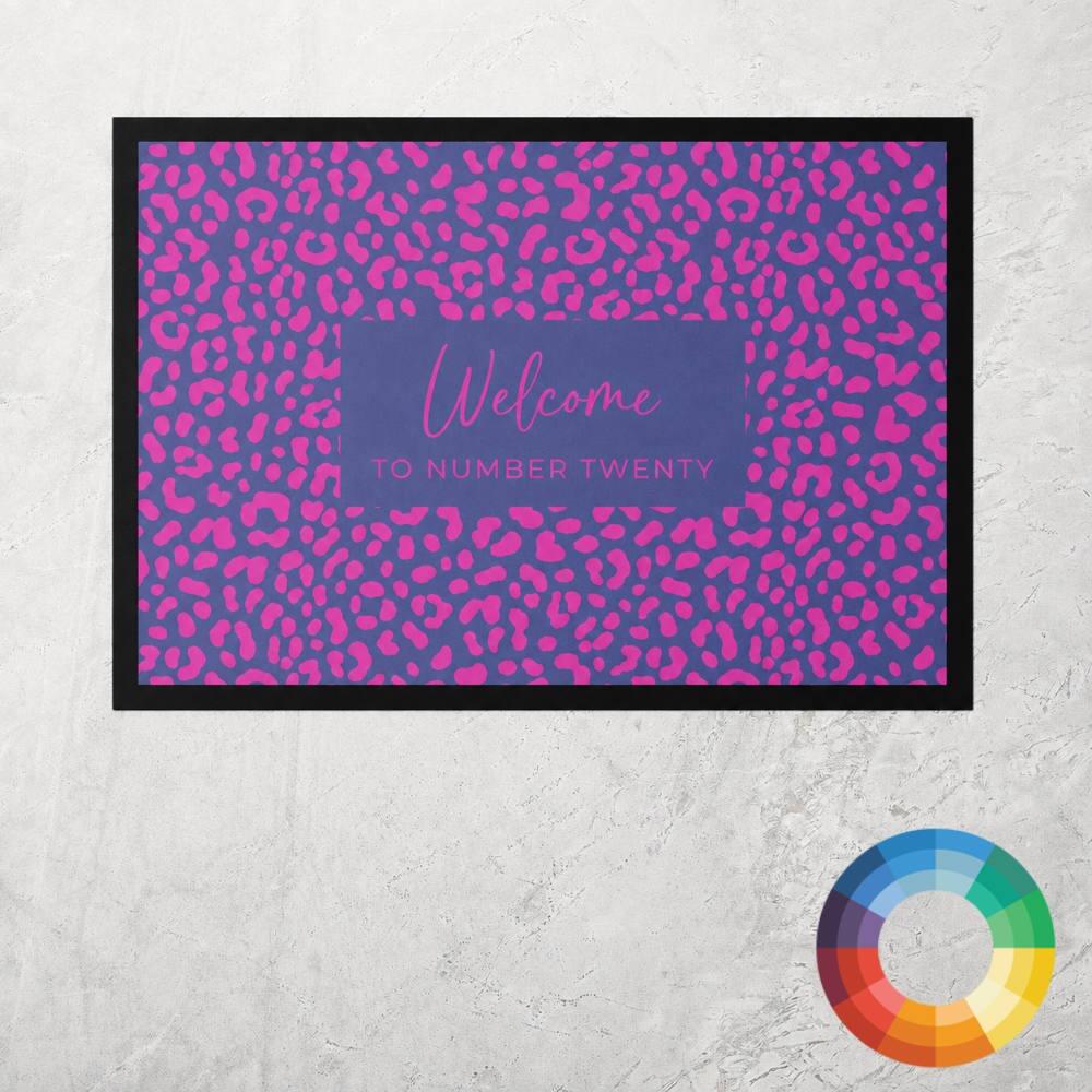 Personalised Custom Colour Leopard Print Kitchen Mat