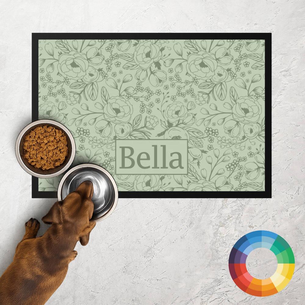 Floral Dog Food Mat, Custom Colour Detail