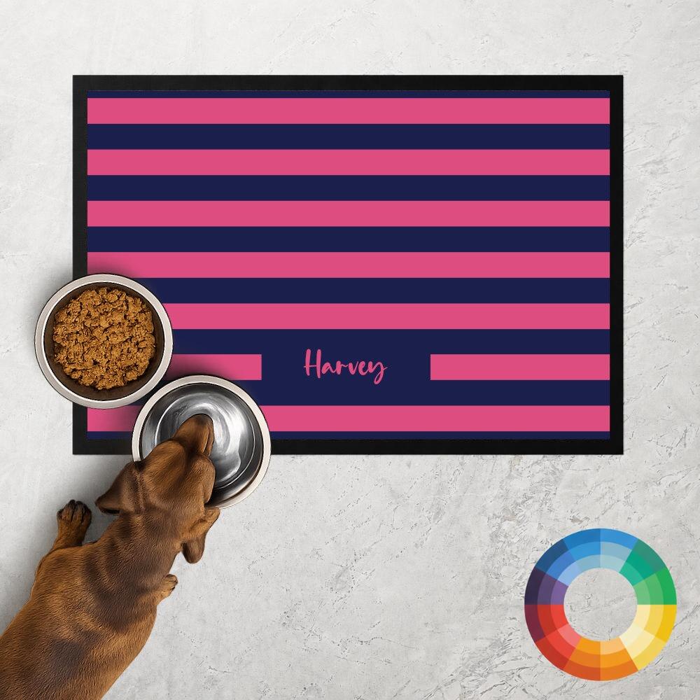 Striped Dog Food Mat, Custom Colour Detail
