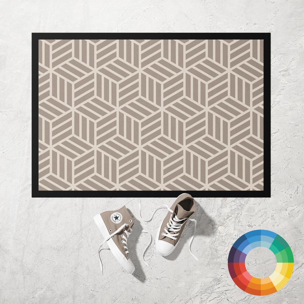 Custom Colour Geometric Doormat in Brown