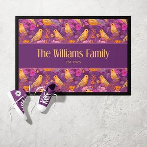 Personalised Purple Paradise Bird Doormat