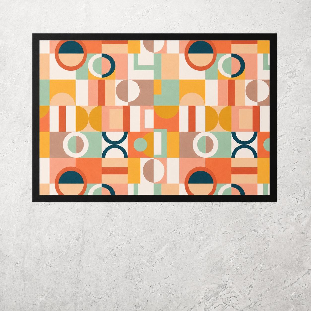 Terracotta Geometric Kitchen Mat without Personalisation