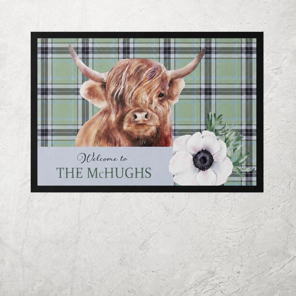 Personalised Highland Cow Kitchen Mat