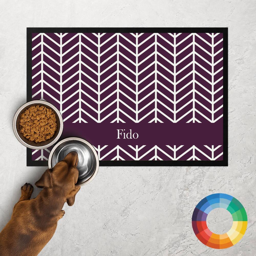 Personalised Herringbone Dog Food Mat in Custom Colours