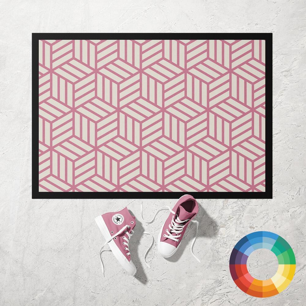 Custom Colour Geometric Doormat in Pink