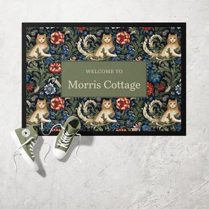 Inspired by William Morris Personalised Cat Doormat