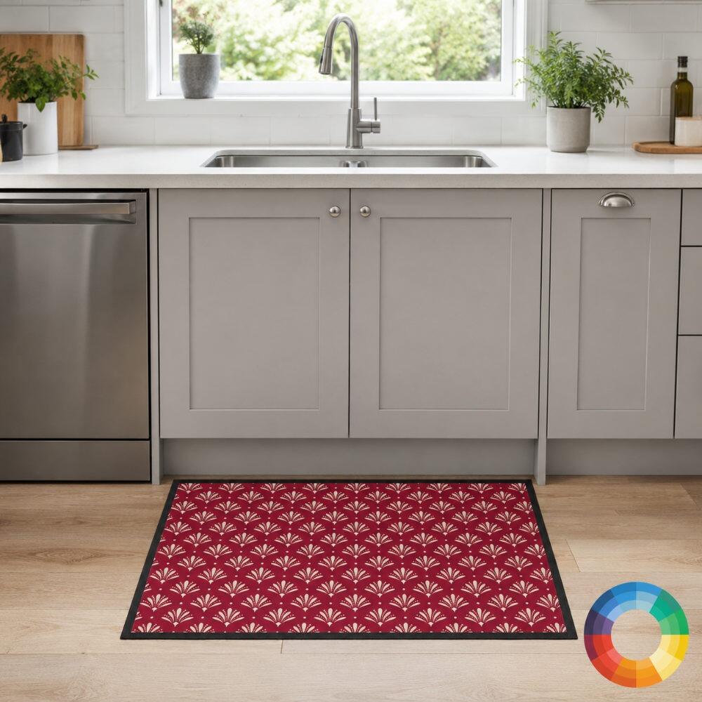 Art Deco Fans Red Kitchen Mat Under Sink