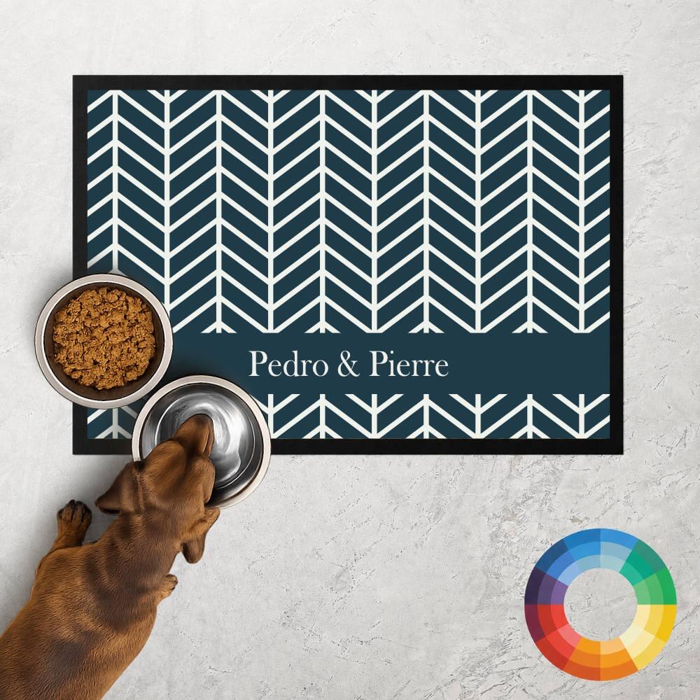 Herringbone Dog Food Mat, Custom Colour Detail