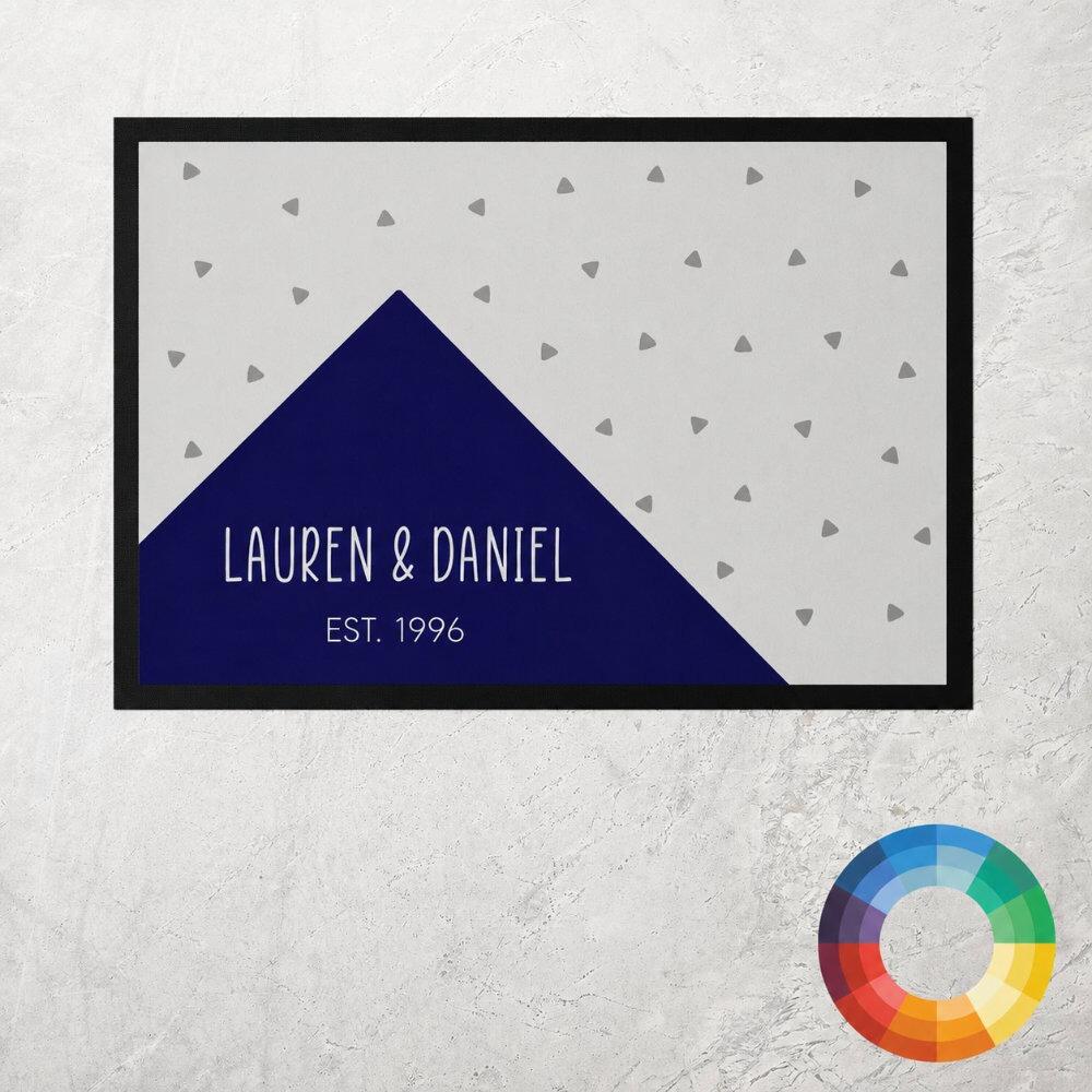 Personalised Custom Colour Scattered Triangles Kitchen Mat