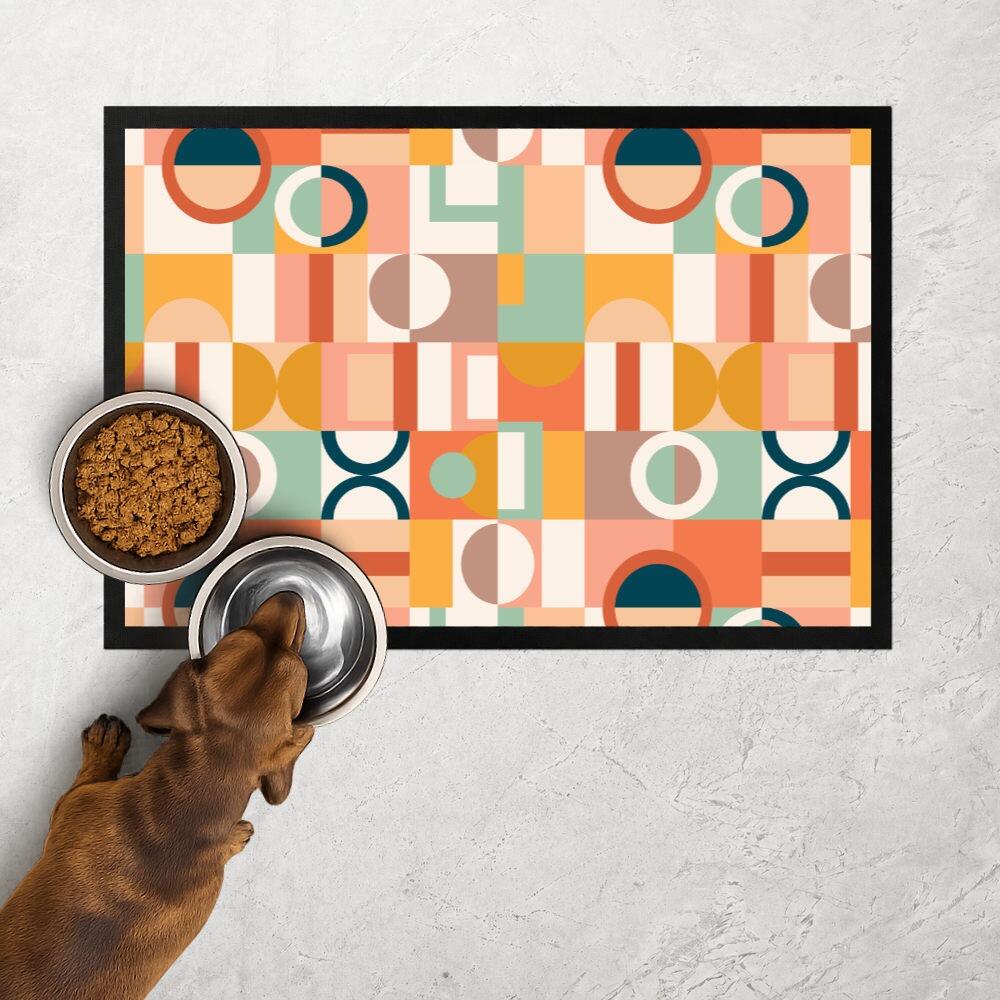 Geometric Terracotta Dog Food Mat, Custom Colour Detail