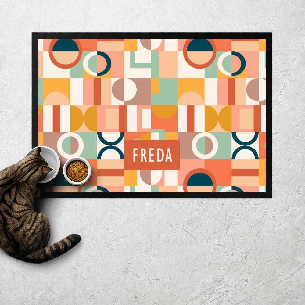 Personalised Geometric Terracotta Cat Food Mat