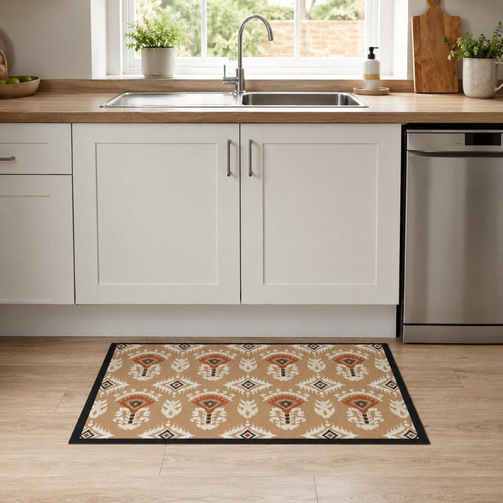 Brown African Ikat Kitchen Mat Under Sink