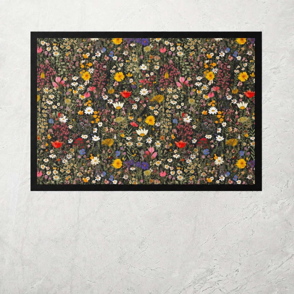 Ditsy Wild Meadow Floral Kitchen Mat