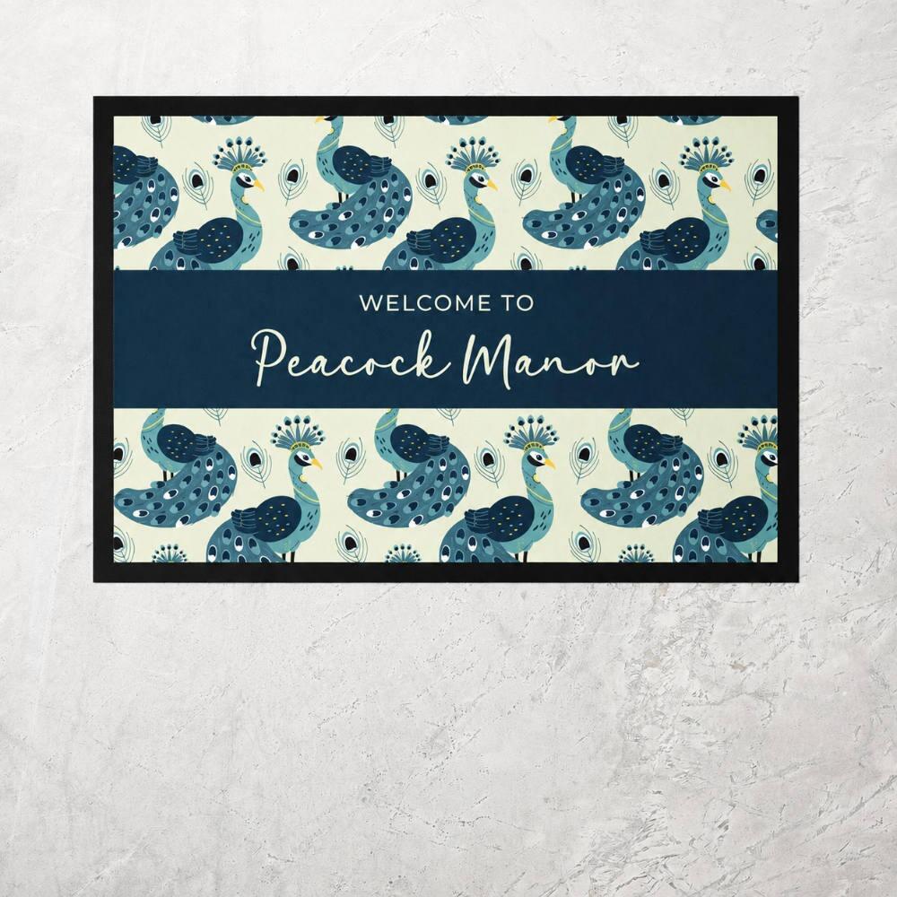 Personalised Peacock Kitchen Mat