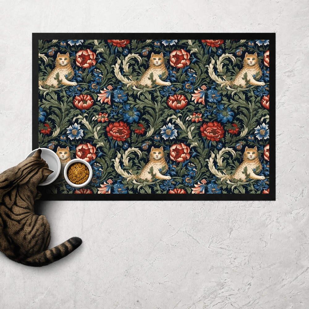 Inspired by William Morris Personalised Cat Food Mat