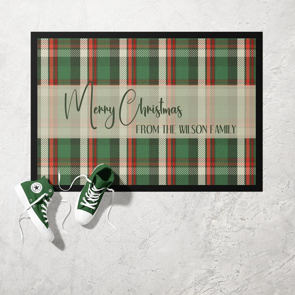 Personalised Christmas Plaid Doormat
