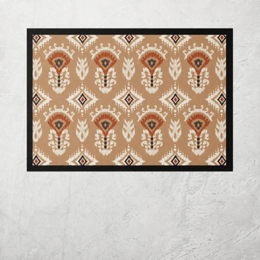 Brown African Ikat Kitchen Mat