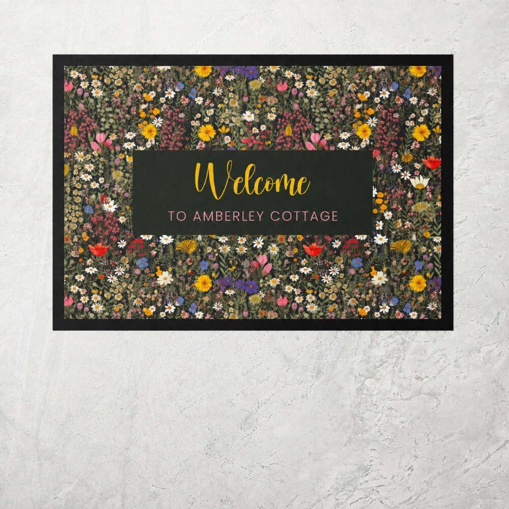 Personalised Ditsy Wild Meadow Floral Kitchen Mat