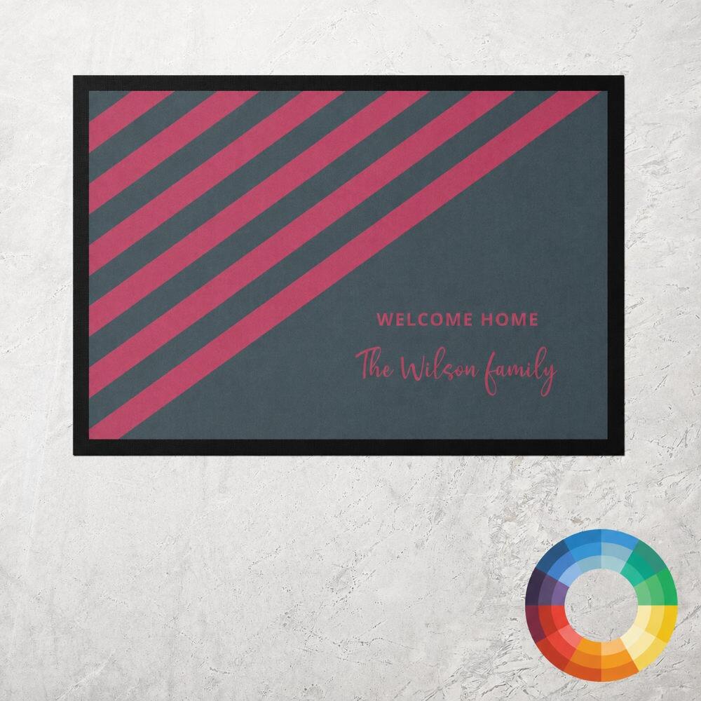 Custom Colour Diagonal Stripe Kitchen Mat
