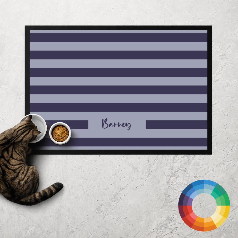 Personalised Striped Cat Food Mat in Custom Colours