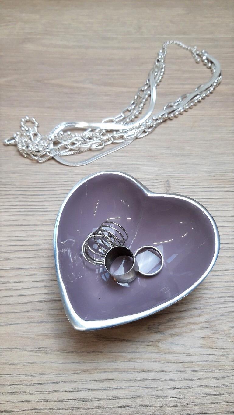 Mauve Mini Heart Jewellery Dish