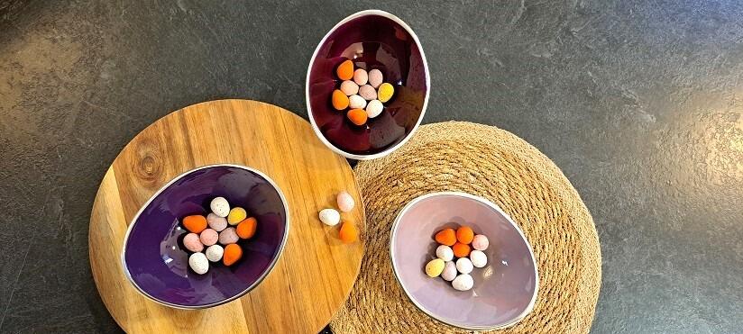 Purple Oval Snack Bowls