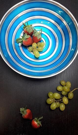 Aqua Blue contemporary fruit bowl