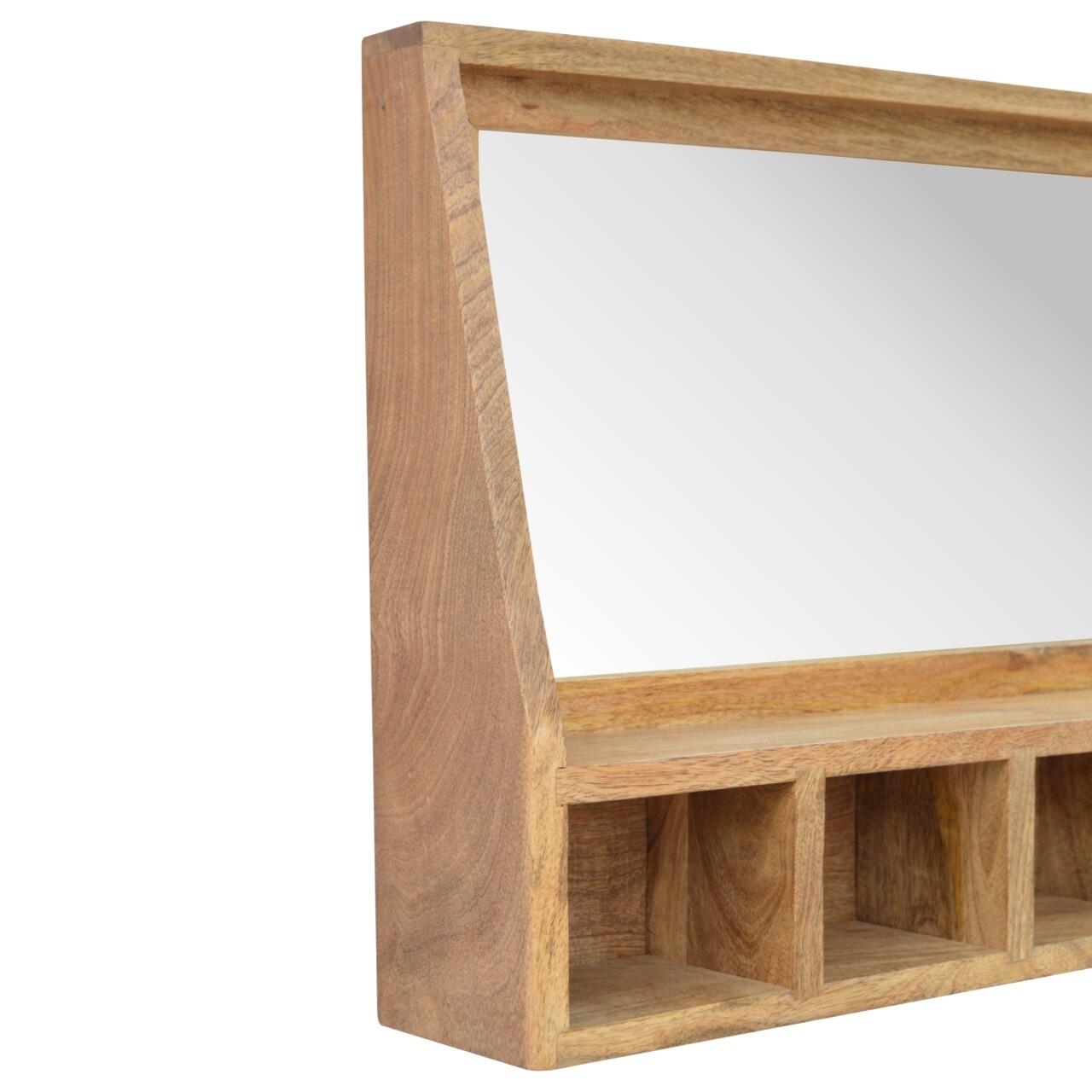 solid oak wall shelf with mirror