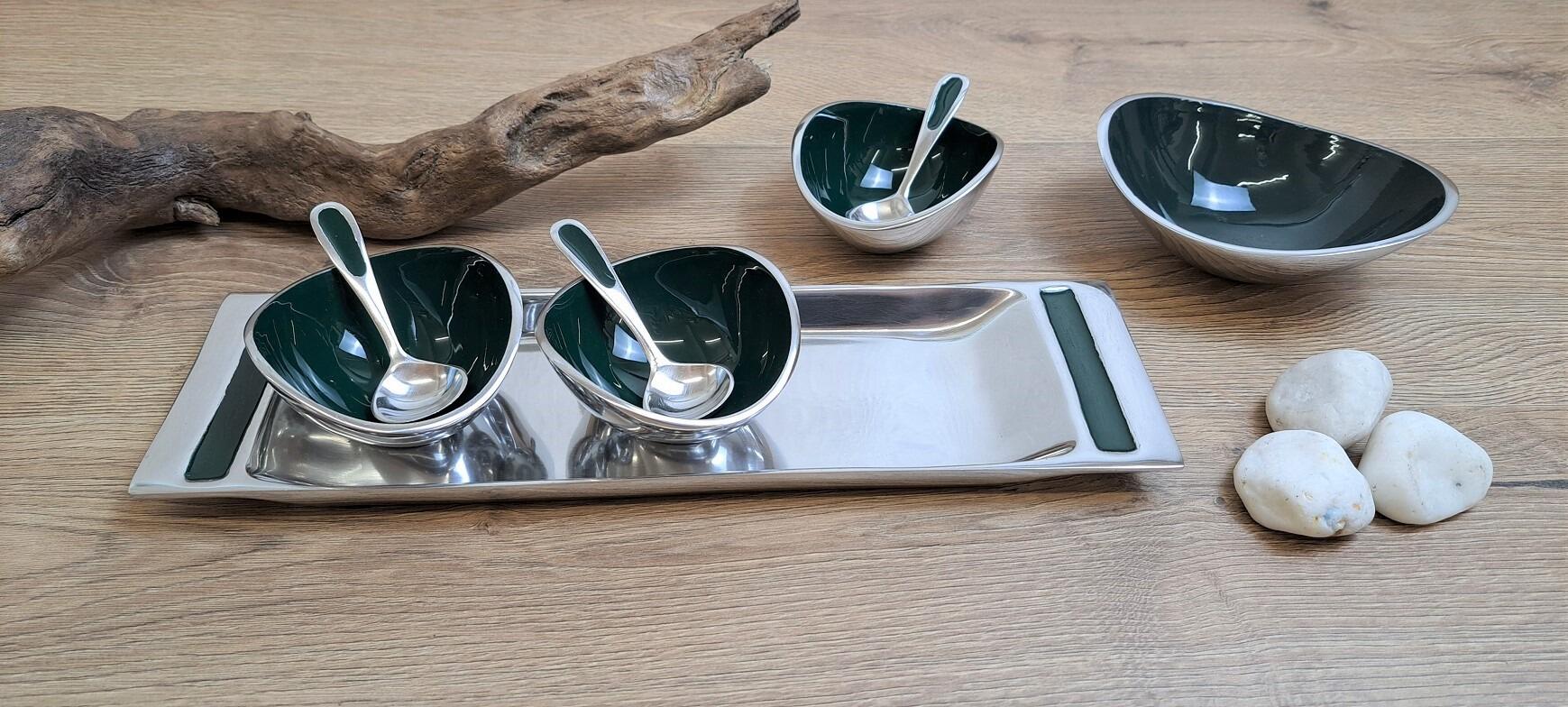 Forest Green condiment set with spoons