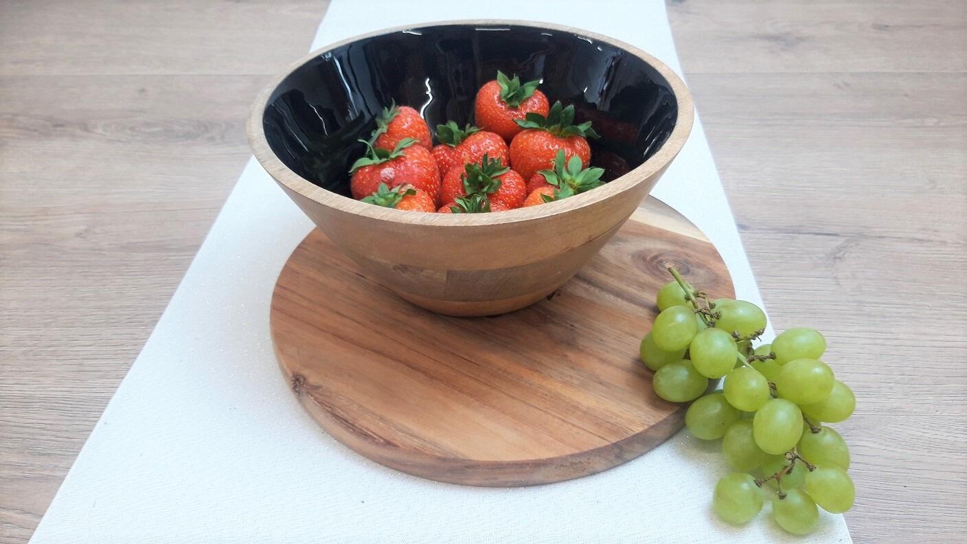 Black medium deep round fruit bowl