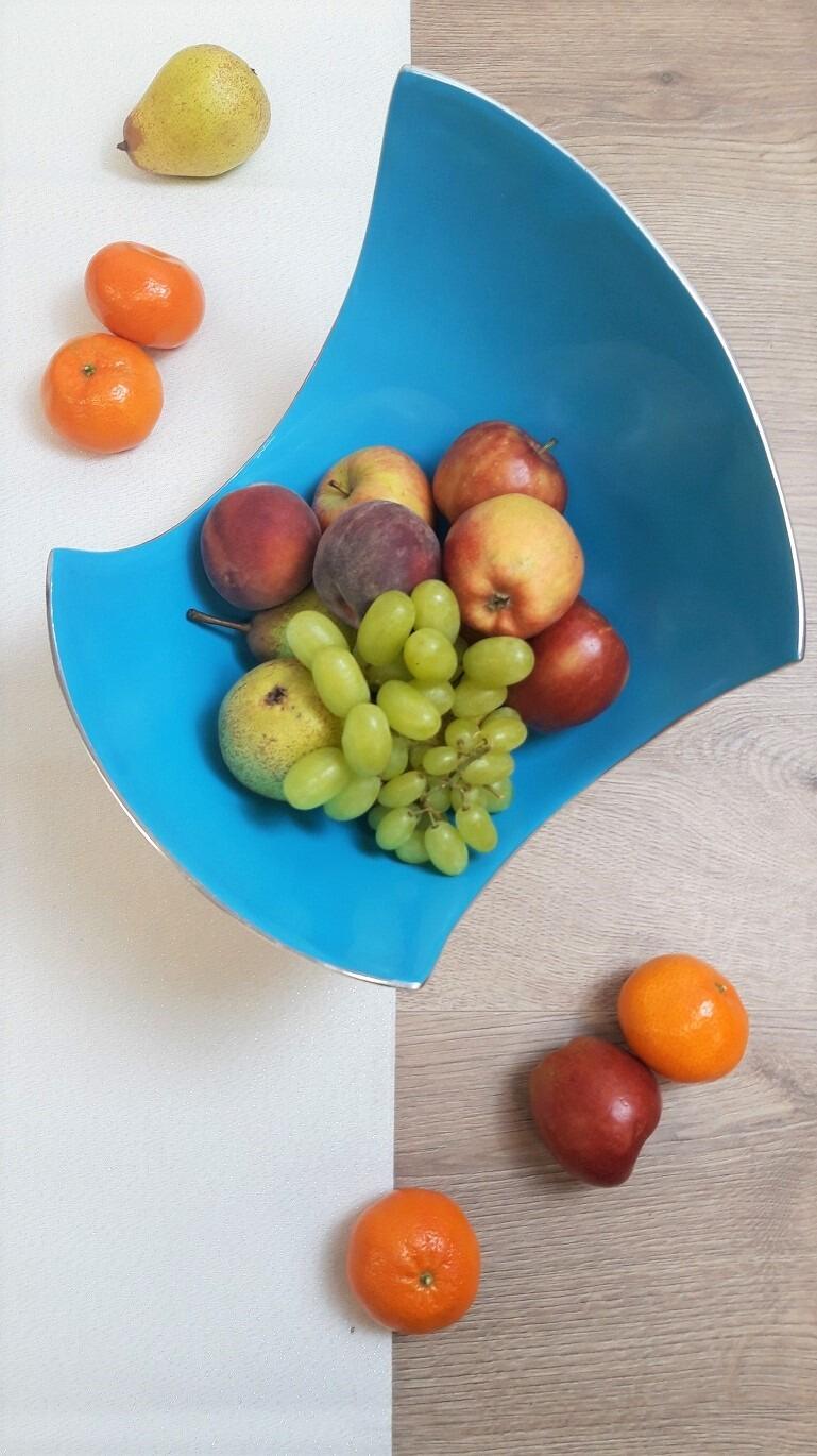 Baby Blue Large Abstract Fruit Bowl