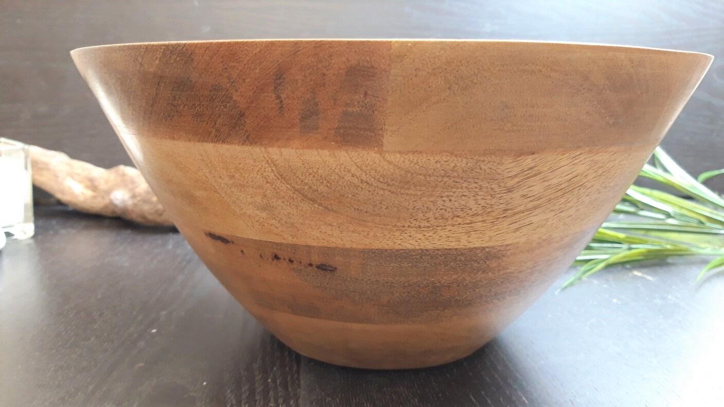 Large deep mango wood bowl