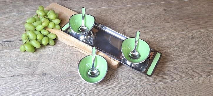 Sage Green condiment set with spoons
