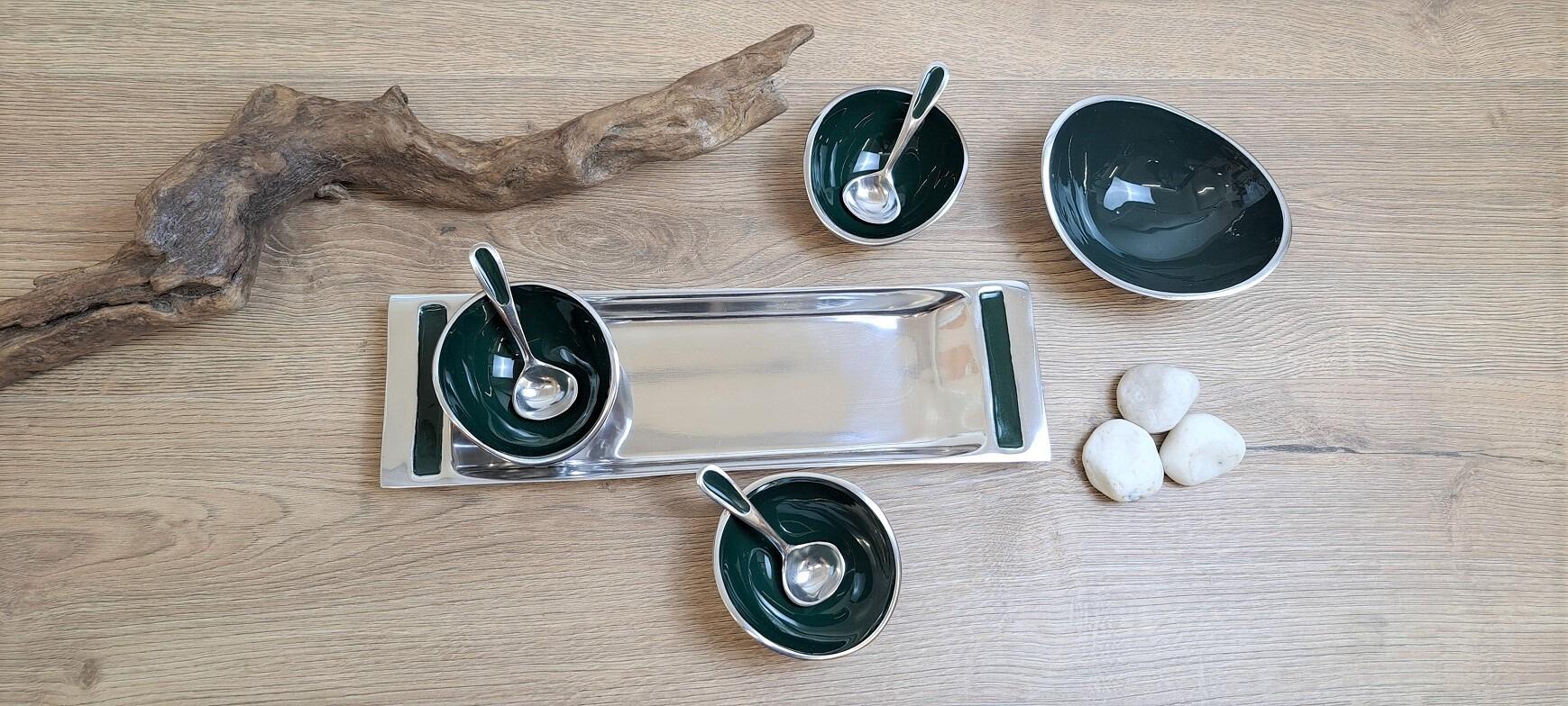 Forest Green condiment set with spoons