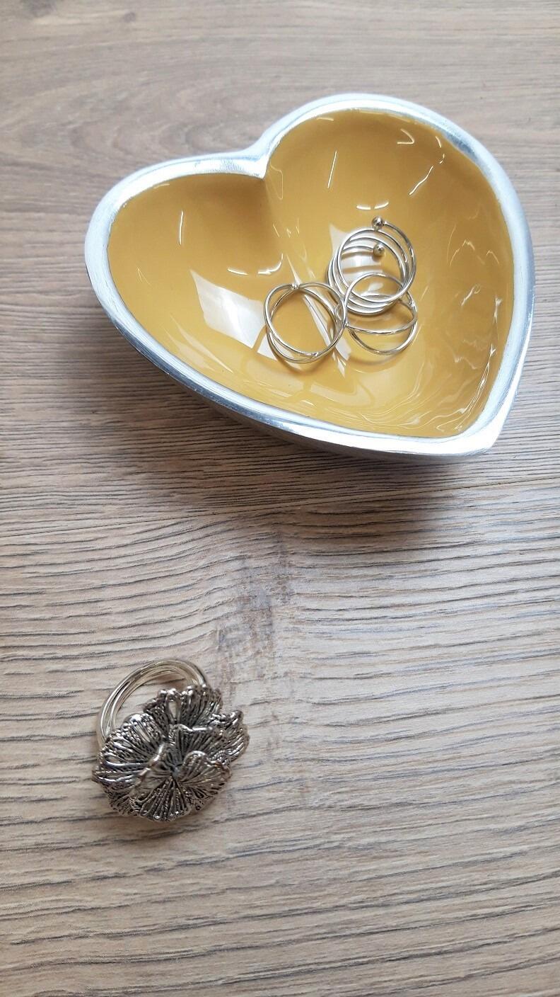 Mustard Mini Heart Jewellery Dish