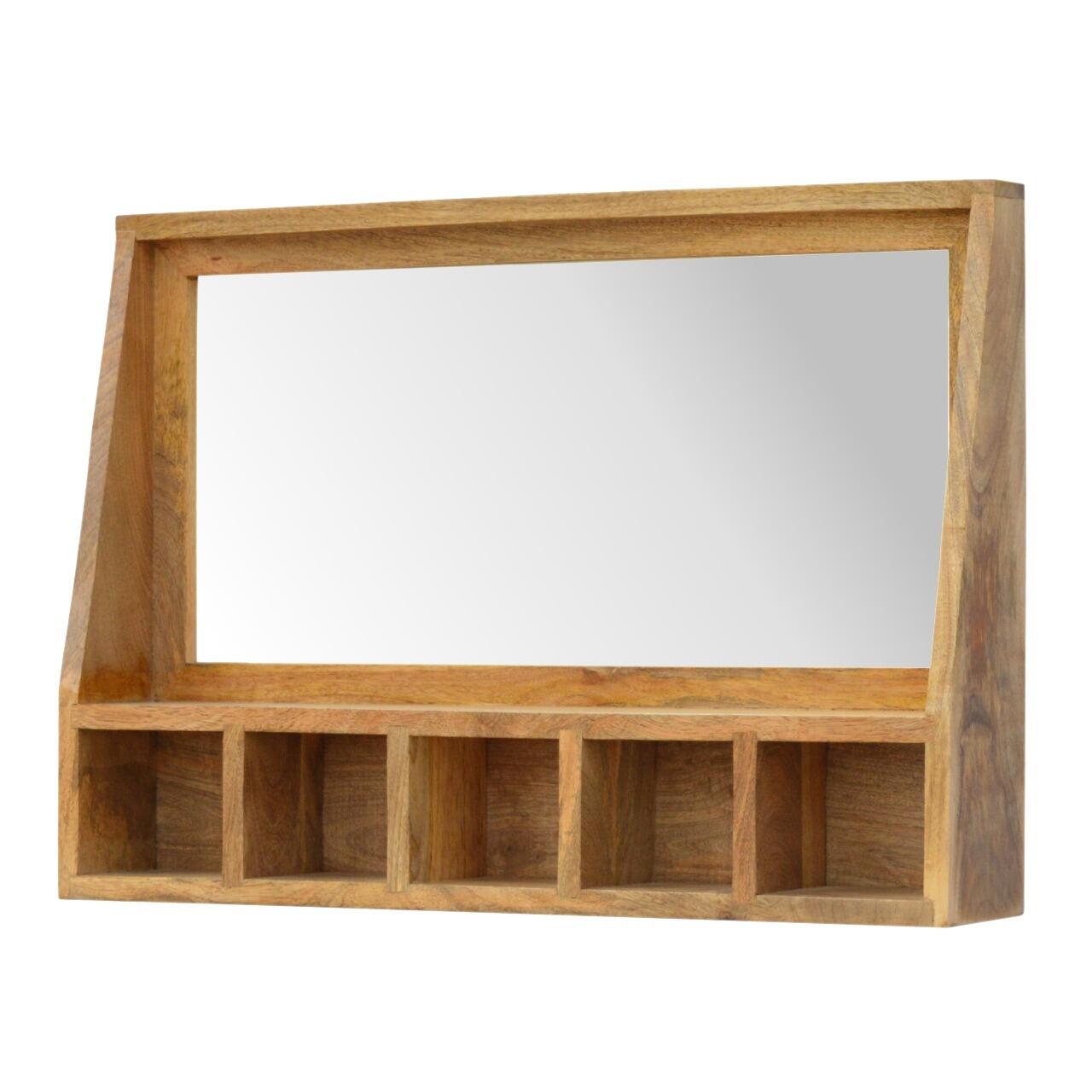 oak mirror storage unit