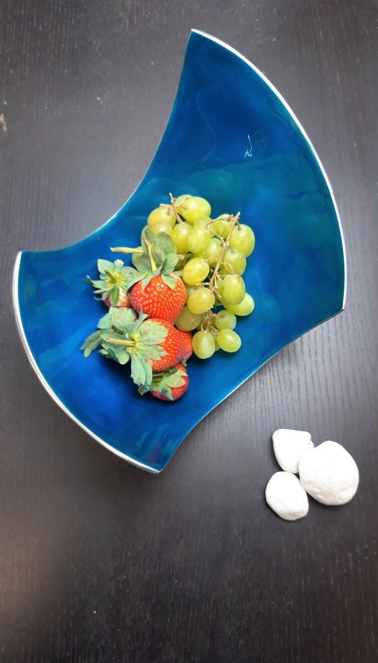 Aqua Abstract Fruit Bowl