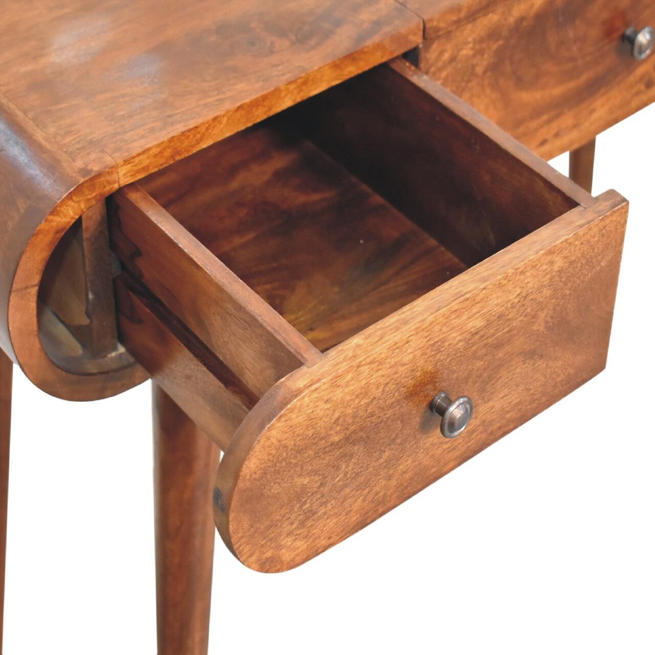 walnut vanity table with hidden mirror