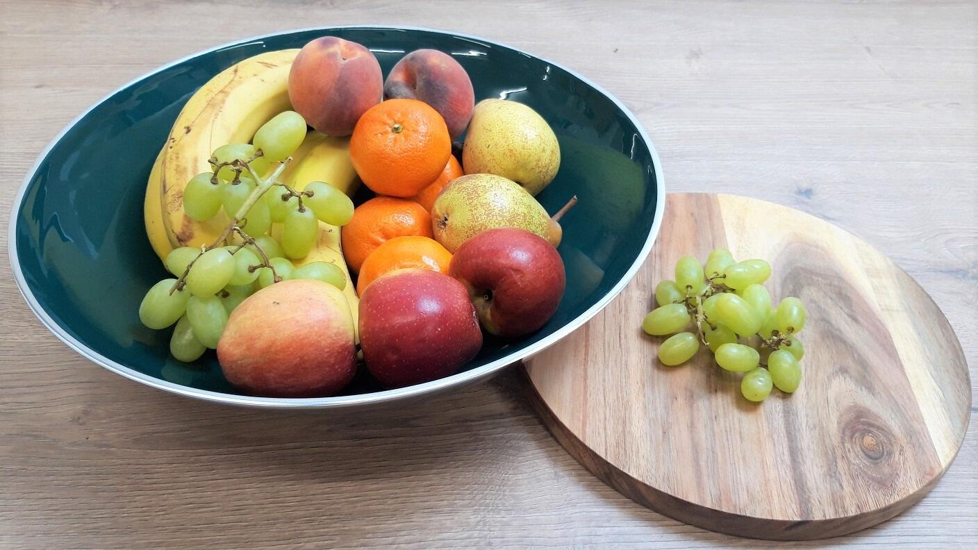 Forest Green Round Shallow Fruit Bowl