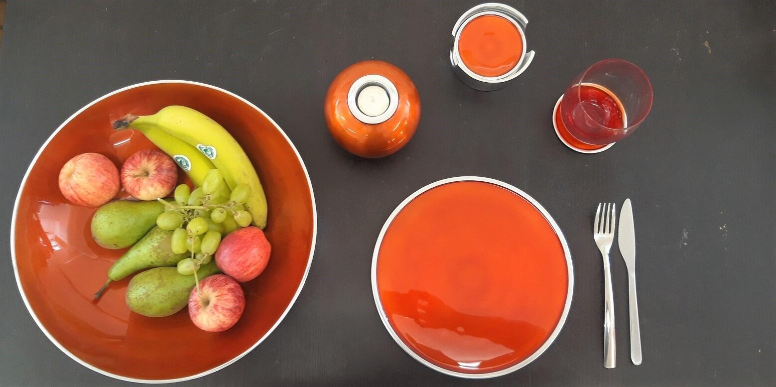 Orange Round Shallow Fruit Bowl