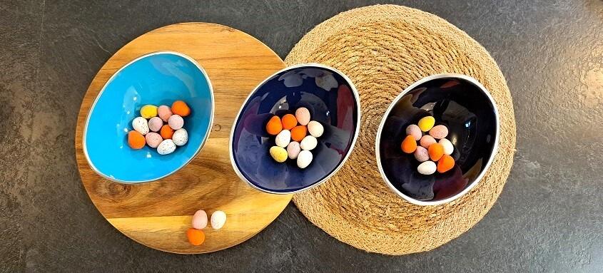 Blue Small Oval Snack Bowls