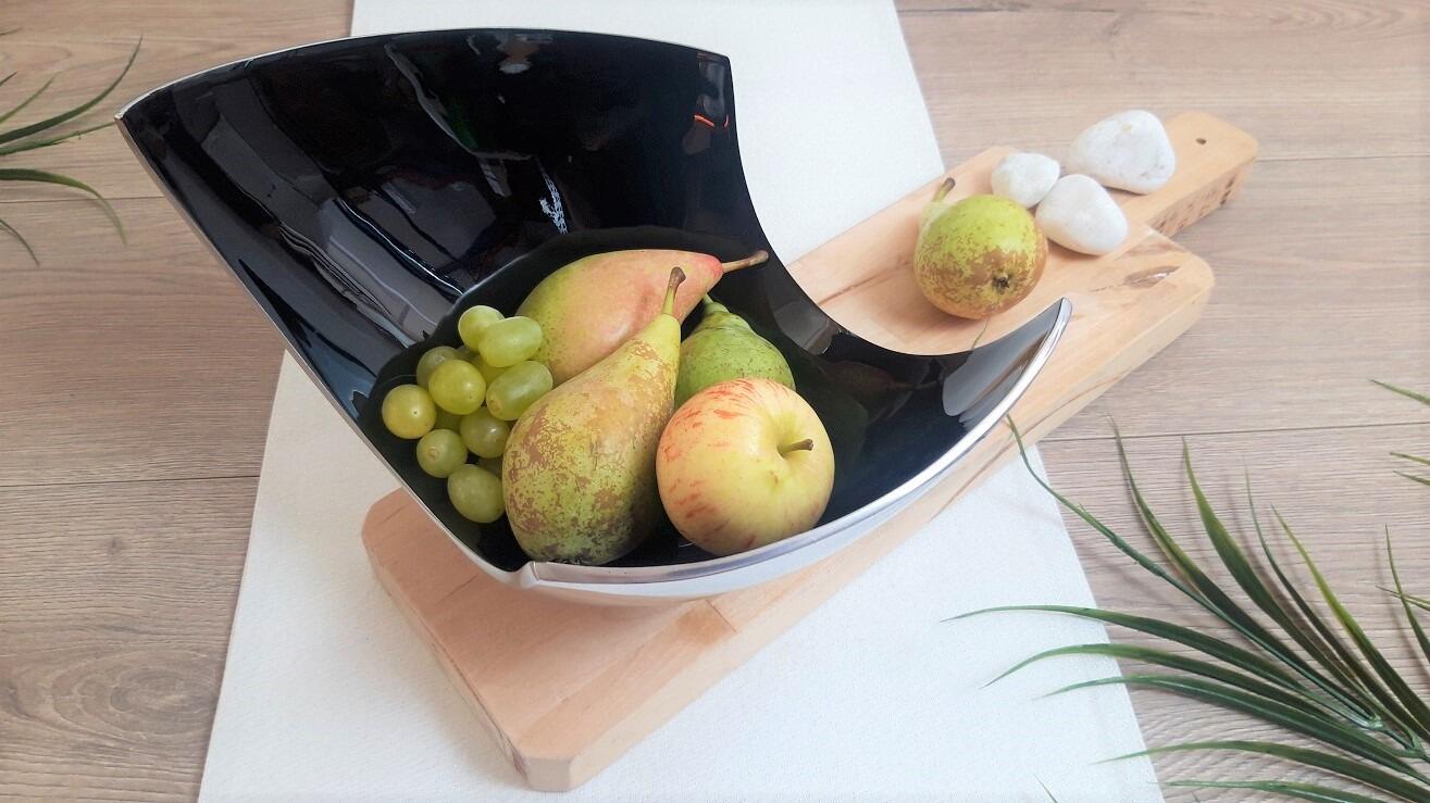 Black Abstract Fruit Bowl