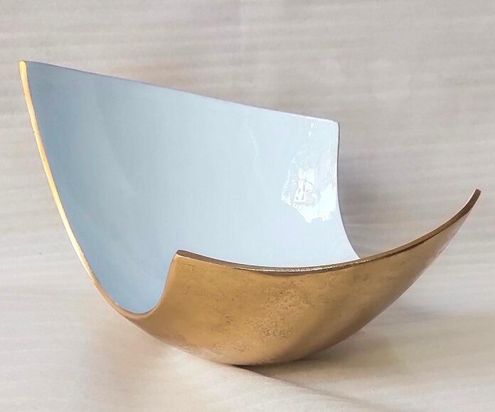 White Gold Large Abstract Fruit Bowl