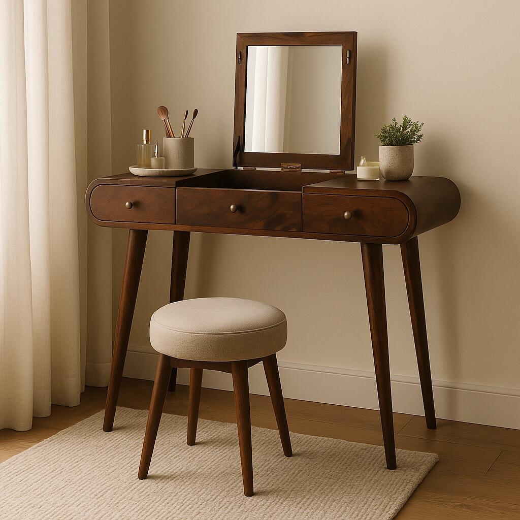 dressing table with foldaway mirror