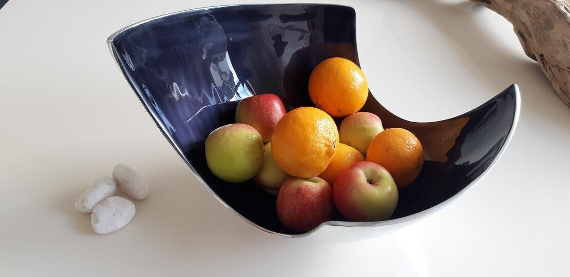 Grey Large Abstract Fruit Bowl