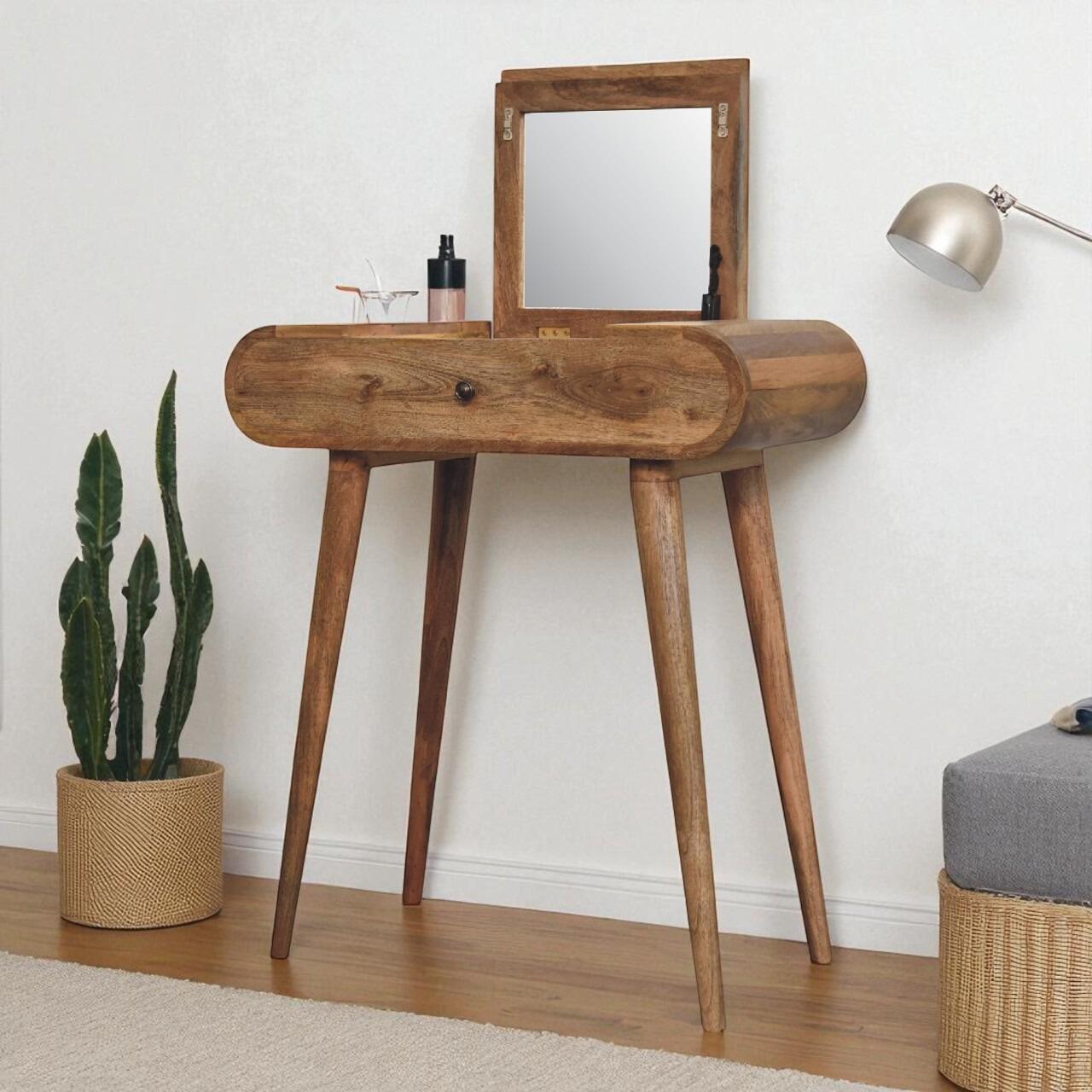 dressing table with folding mirror