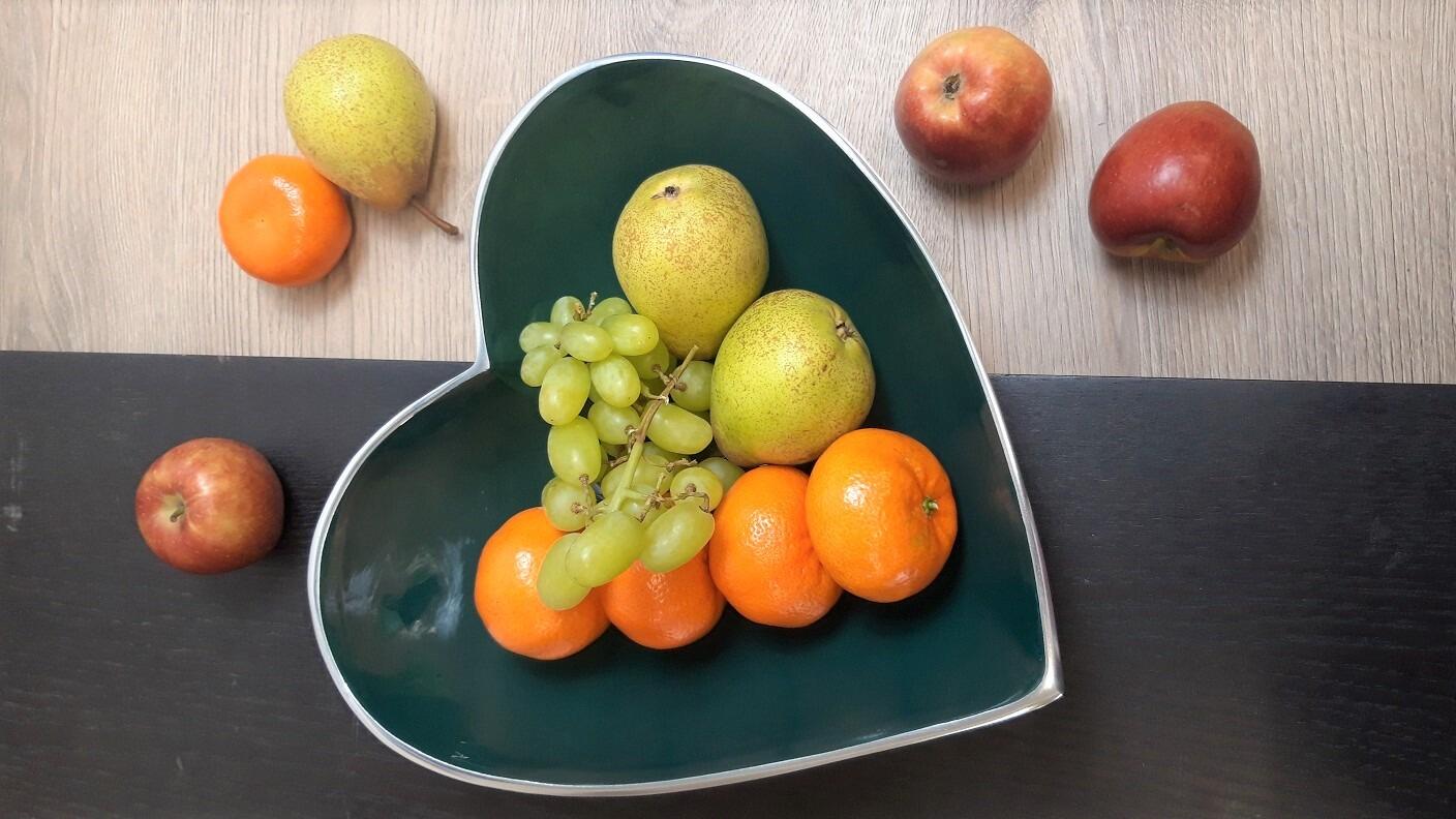 Forest Green Large Heart Fruit Bowl