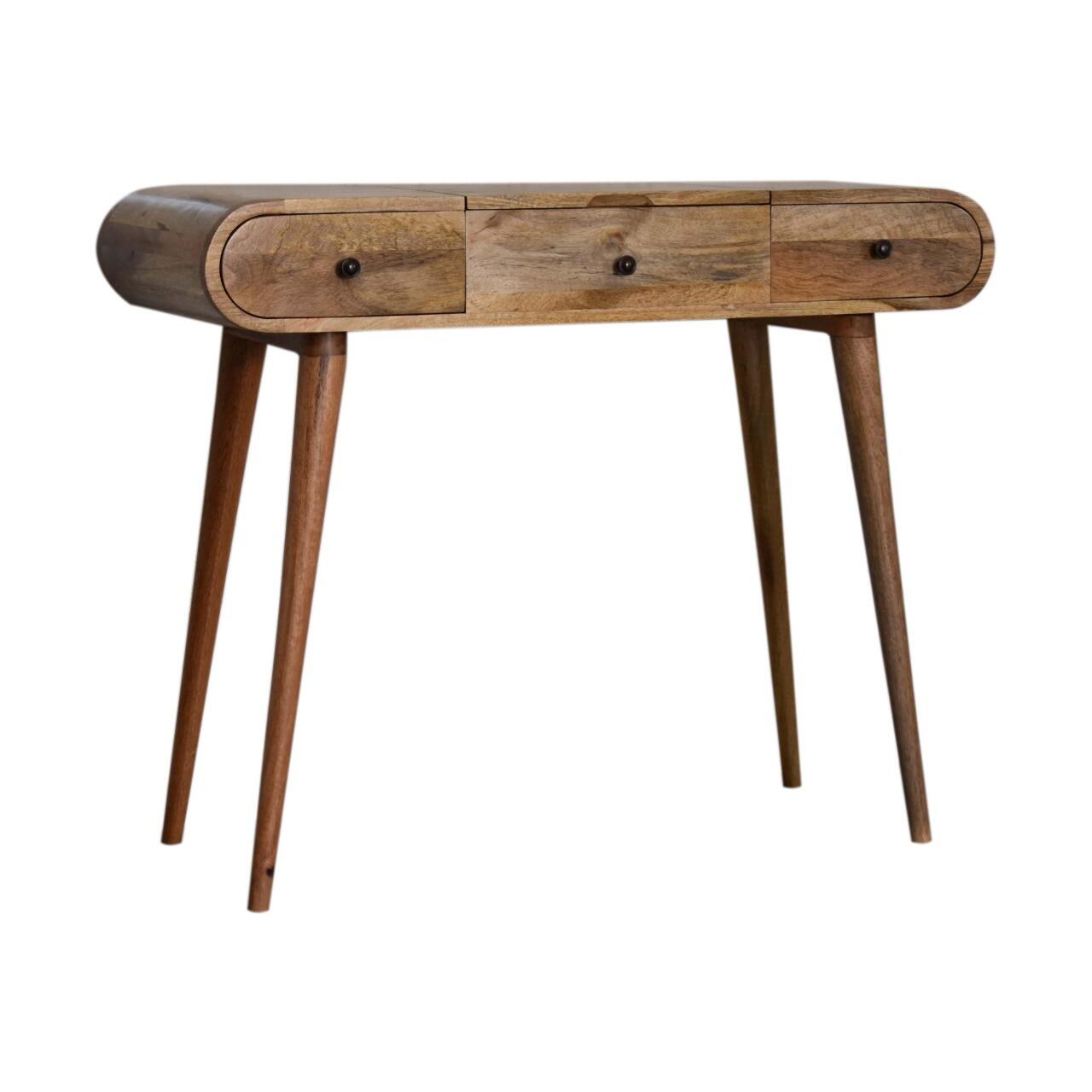 wooden desk with mirror