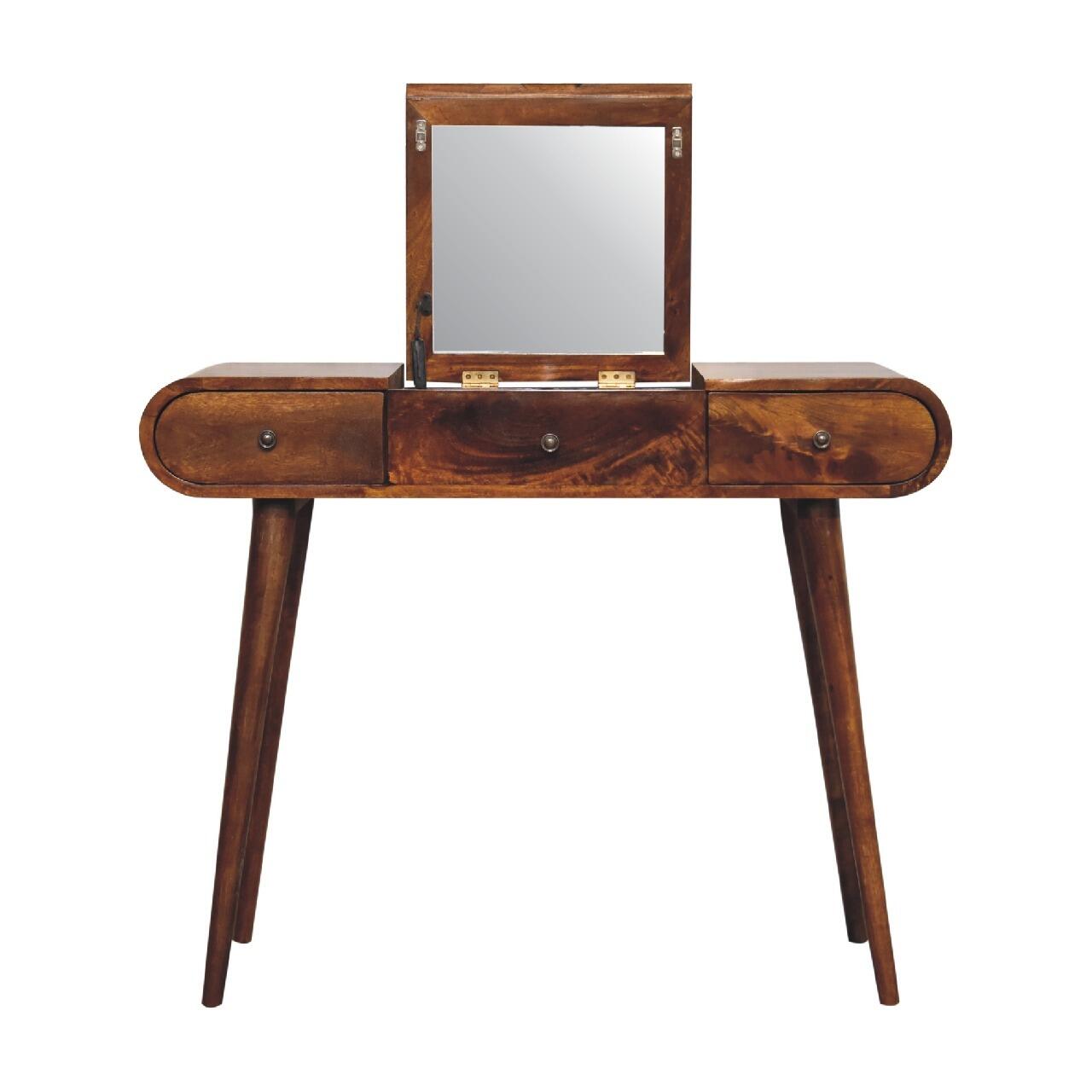 dressing table with foldable mirror