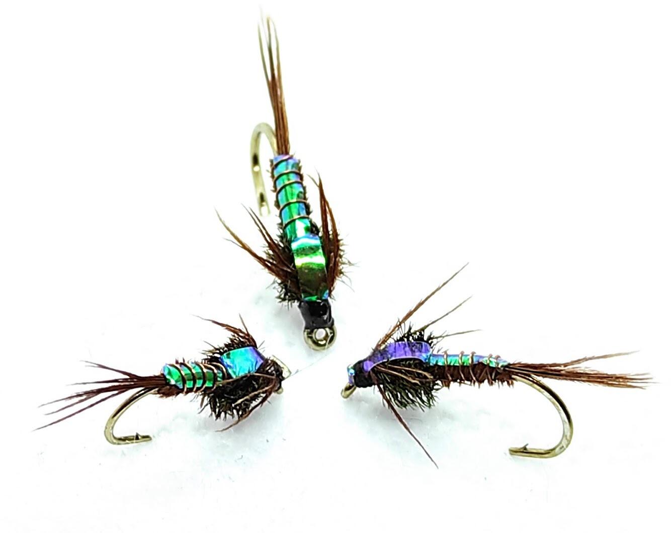 Flashback Pheasant Tail Nymph – 3 Pack Barbed Trout Flies | Size 10/12/14